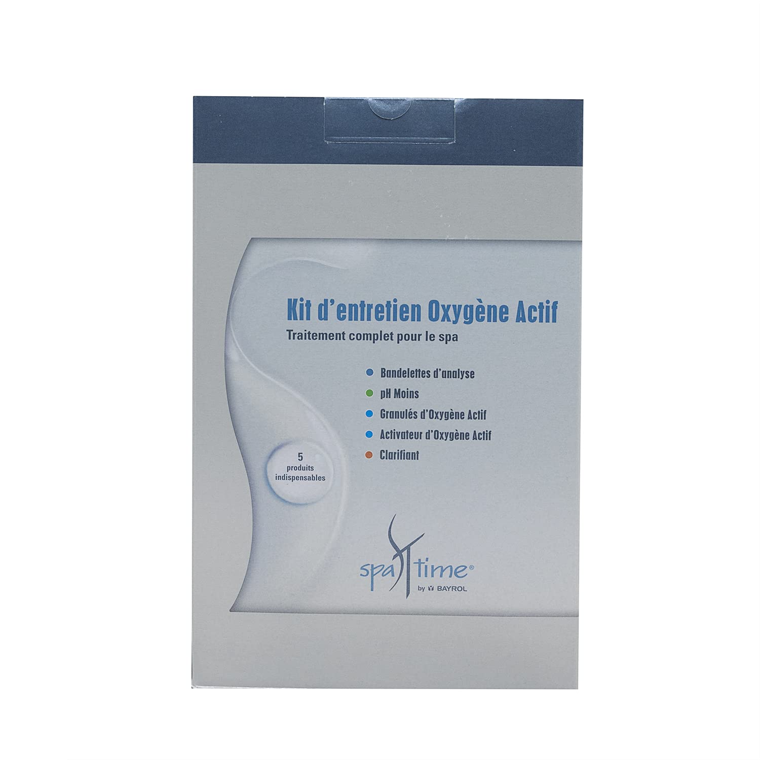 BAYROL SpaTime KIT d'entretien O2 (OXYGENE Actif) - 4,6kg | Coffret de Traitement et Entretien Complet - Désinfection Régulière et Choc sans Chlore - Oxygène Actif + 10 Tests HPS OFFERTS 6 en 1