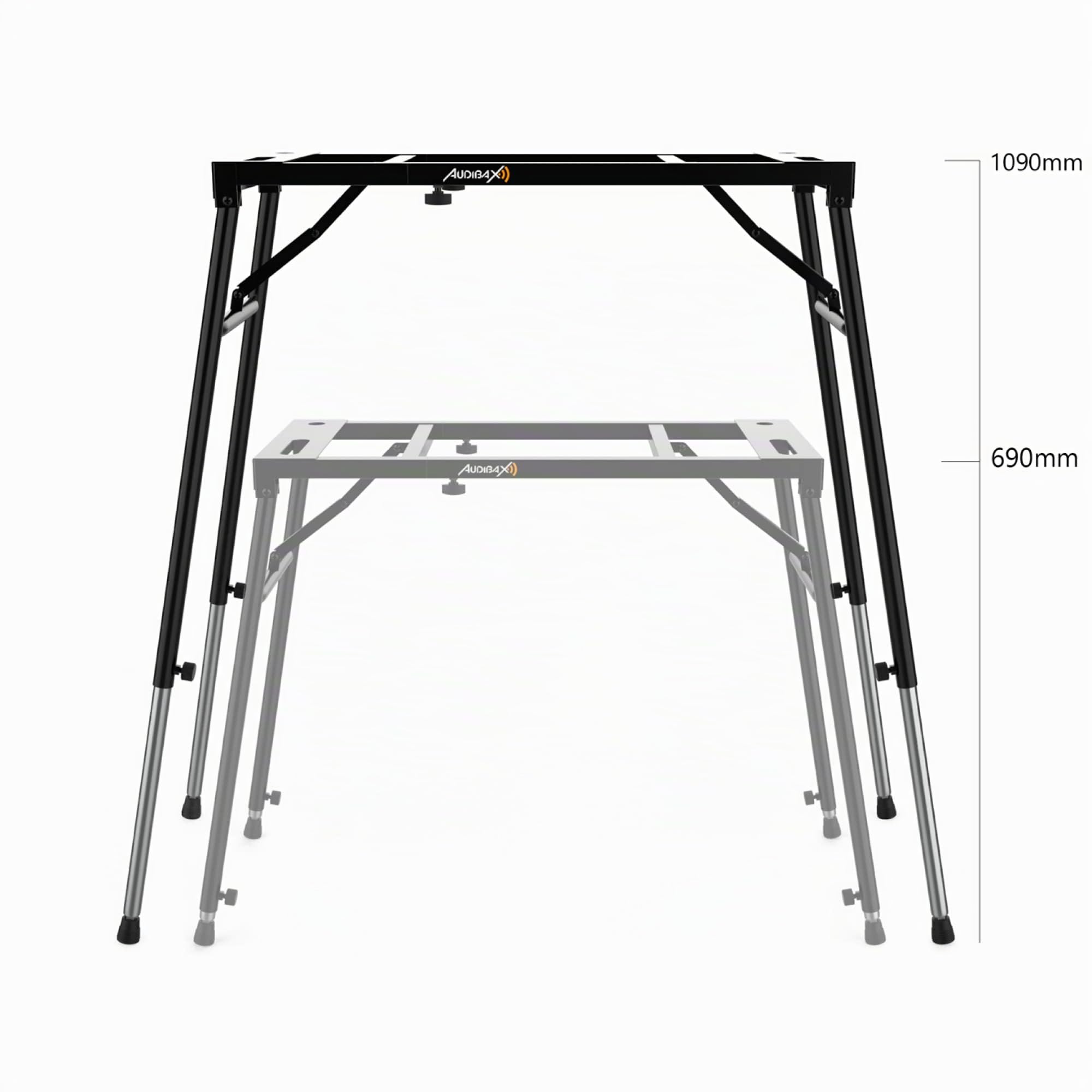 Audibax Onyx Pro 1 - Supporto Regolabile per Tastiere e Mixer - Carico Massimo di 50 kg - Supporto per Superficie Piana - Regolabile in Larghezza e Altezza - Protezioni per Pavimenti in Gomma