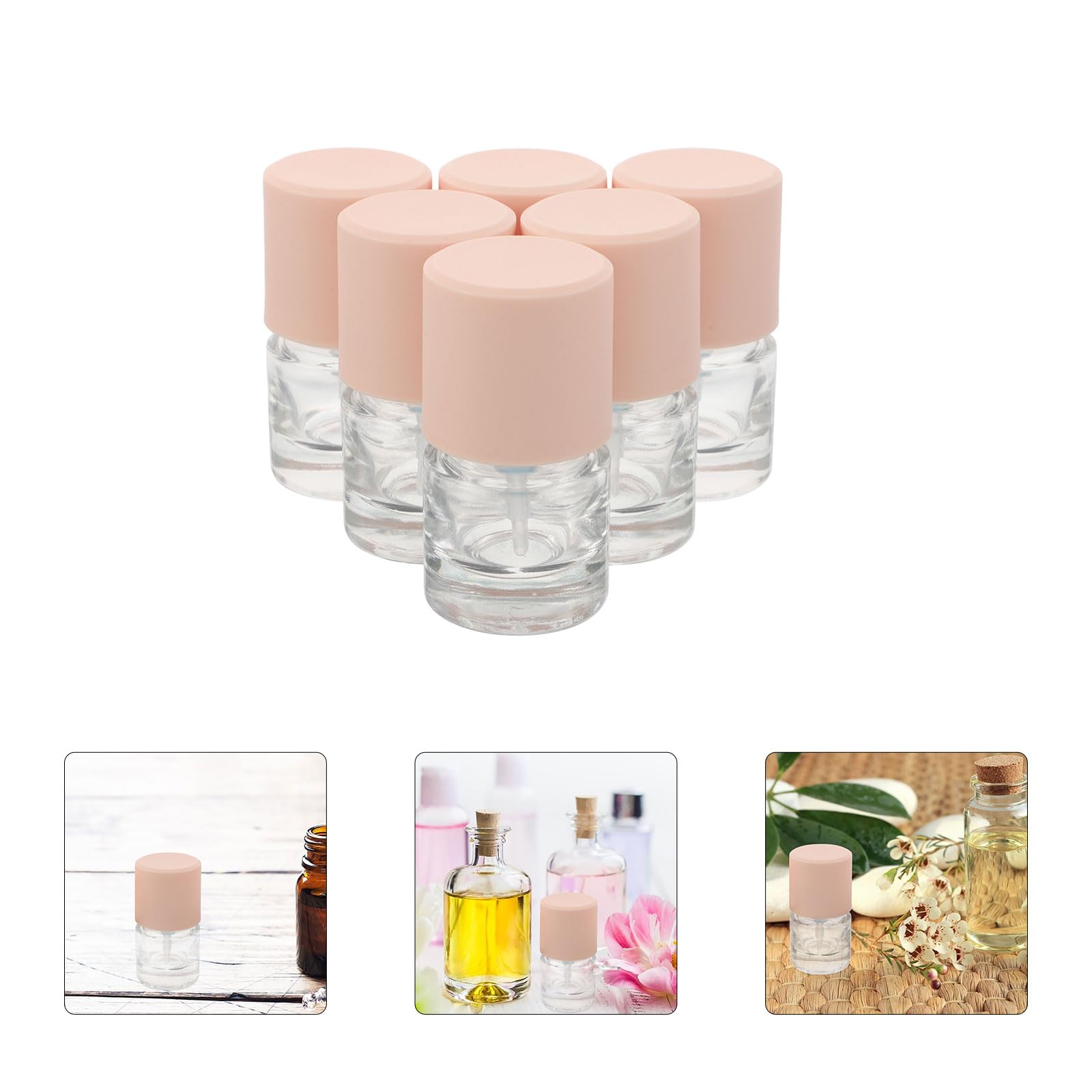 Gatuida 6 Botellas de Vidrio Reutilizables de 15 Ml con Dispensador de Bomba a Prueba de Fugas, Frascos Transparentes de Base Gruesa para Loción, Maquillaje y Viaje, Contenedores