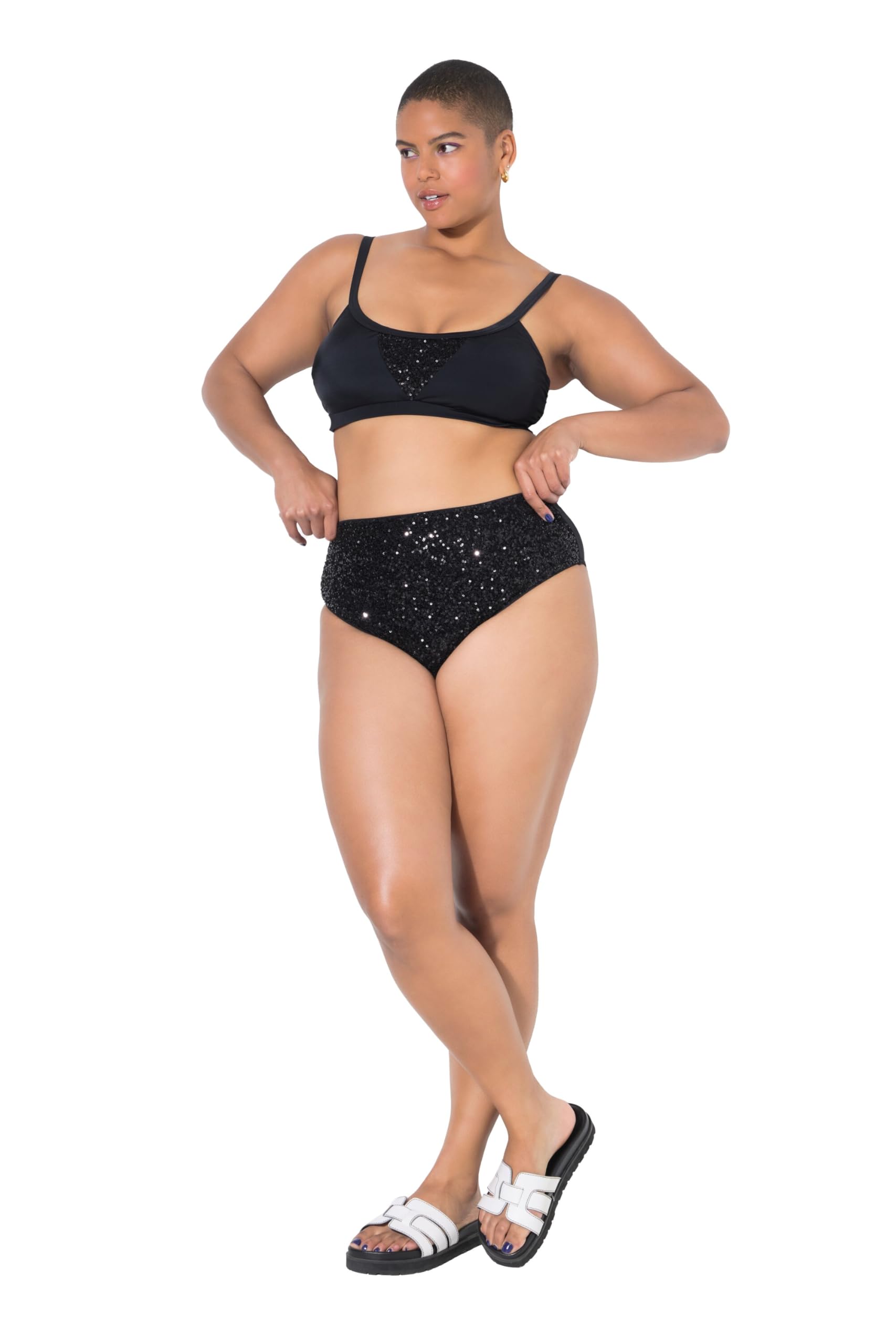 Studio Untold Damen große Größen Übergrößen Plus Size Bikini-Slip, Highwaist, Pailletten, Shaping 841238
