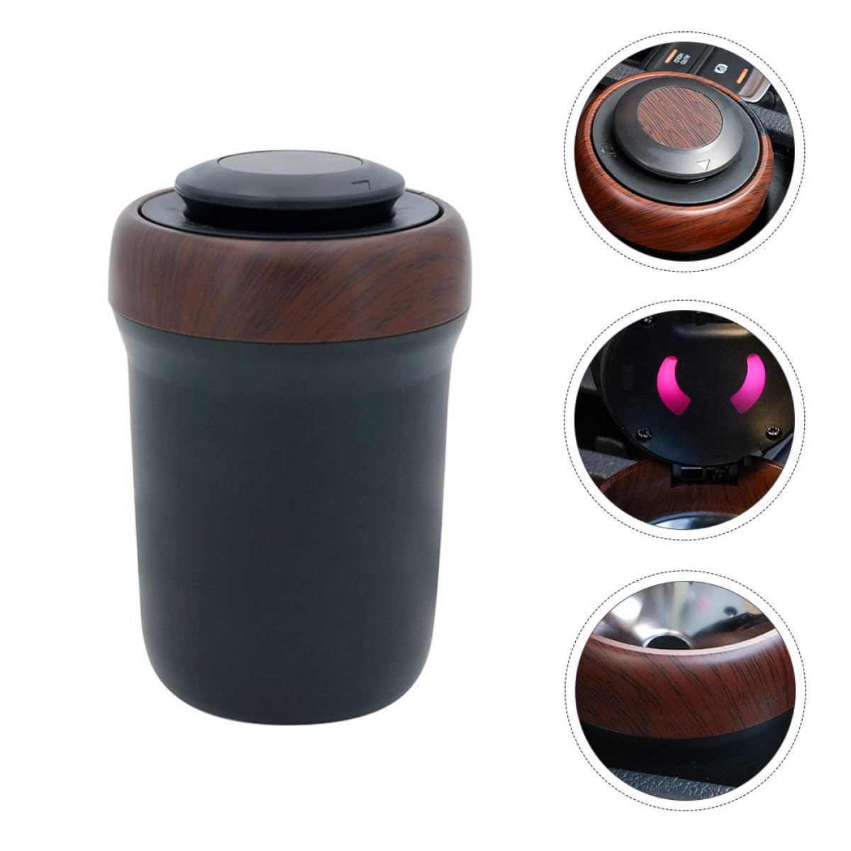 Cendrier pour Voiture avec Couvercle et Charge Usb, Support en Abs et Acier Inoxydable, Maison Bureau