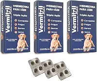 Vermitril - Anti Pulgas, Carrapatos, Vermes, Sarnas 12 Comprimidos (Cães até 40 a 60kg)