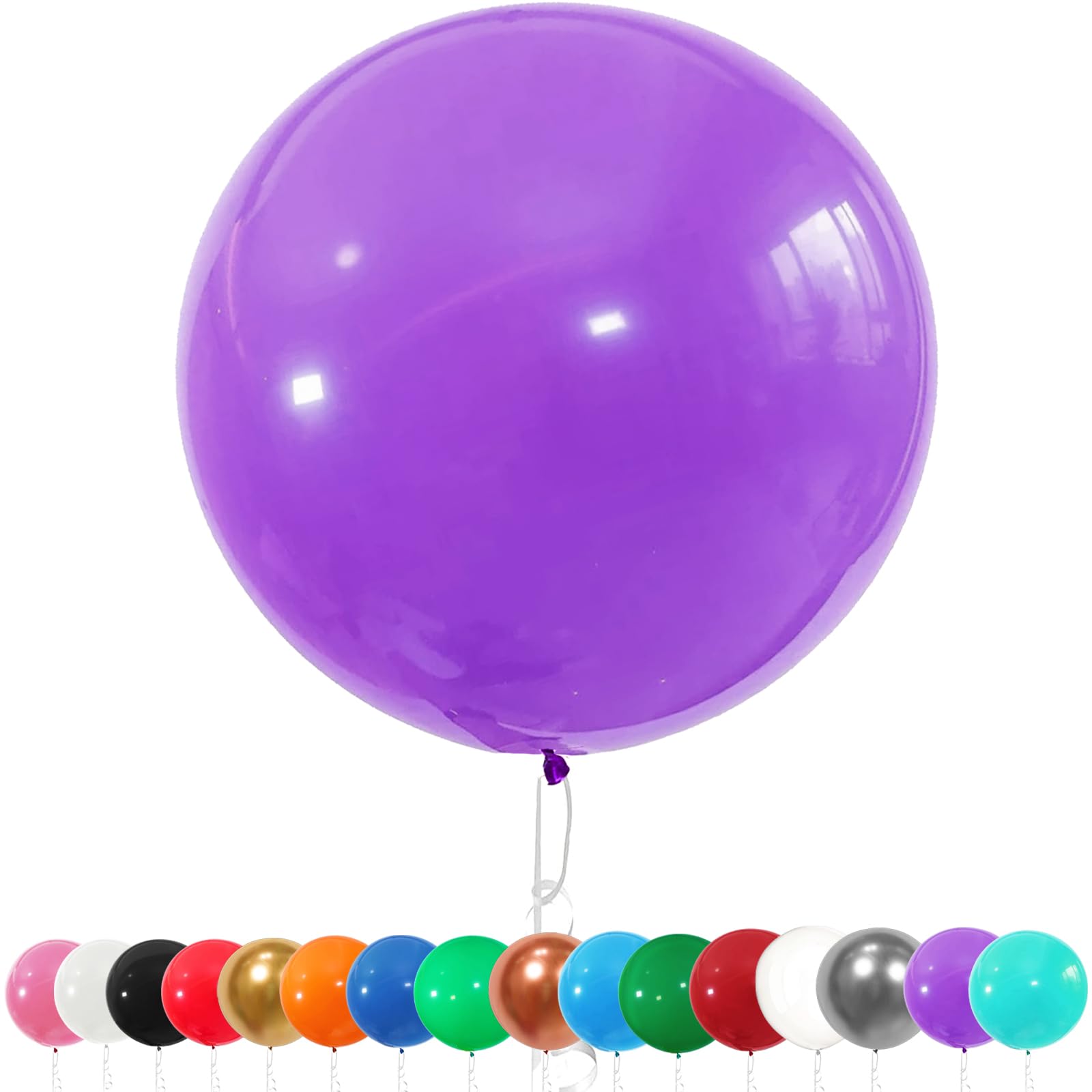 AUNGKWANG 6 Pcs Large Balloons, Thick Latex Extra Big Colourful Balloon, XXL Large Balloon, Round Luftballons for Wedding, Birthday, Party & Carnival Decorations, Color