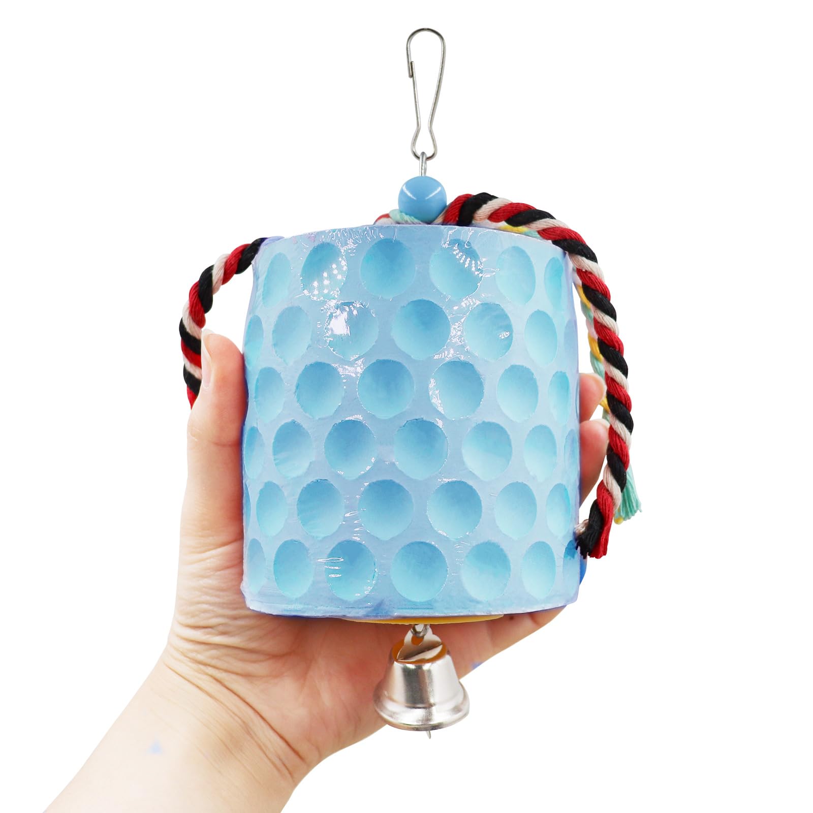 Extra Large Bird Chewing Toy, Parrot Beak Grinding Calcium Stone with Bells, Bird Cage Accessories, Cage Toys for Cockatiel Parakeet Parrot Budgies Rat Hamster Chinchilla Rabbit Bunny African Grey