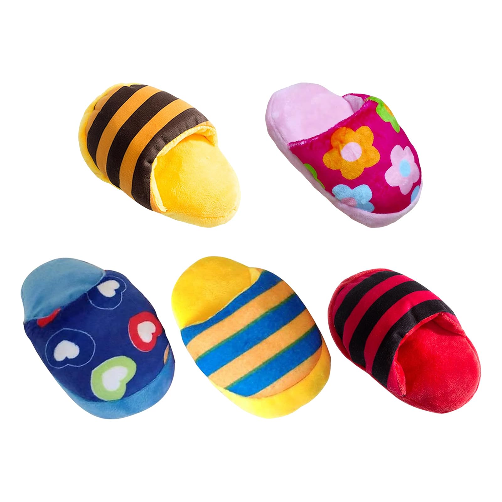 LLUJIAXI 5PCS Plush Squeaky Dog Toy Chew Resistant Puppy Teething Dog Chew Shoe Toy with Crinkle Sound for Small Middle Dogs