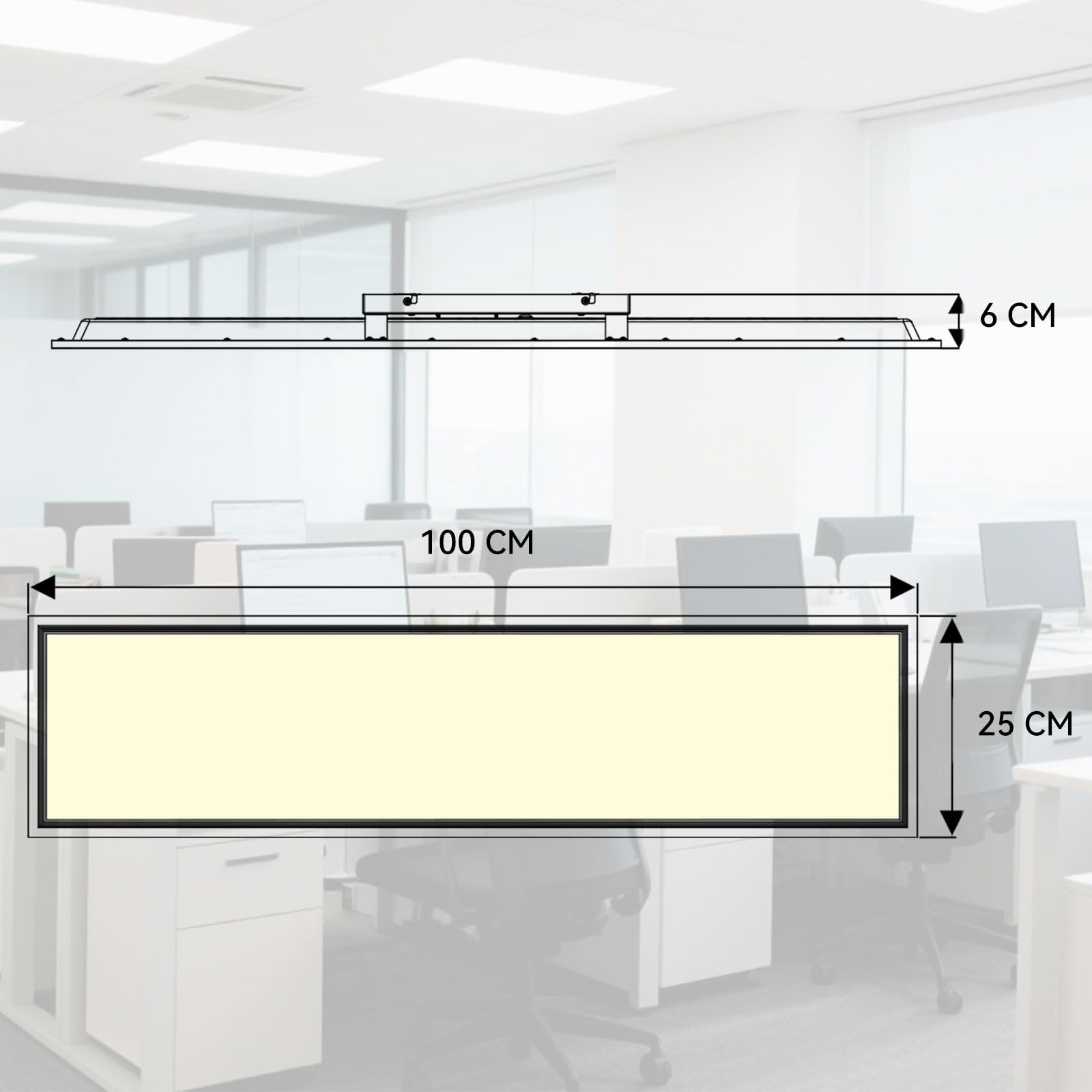 LED Panel Deckenleuchte 100x25cm, 3000-6500K Deckenleuchte Dimmbar, 30W Deckenlampe Lang Flach mit Fernbedienung Nachtlicht Memory-Funktion für Wohnzimmer Schlafzimmer Badezimmer Büro küche