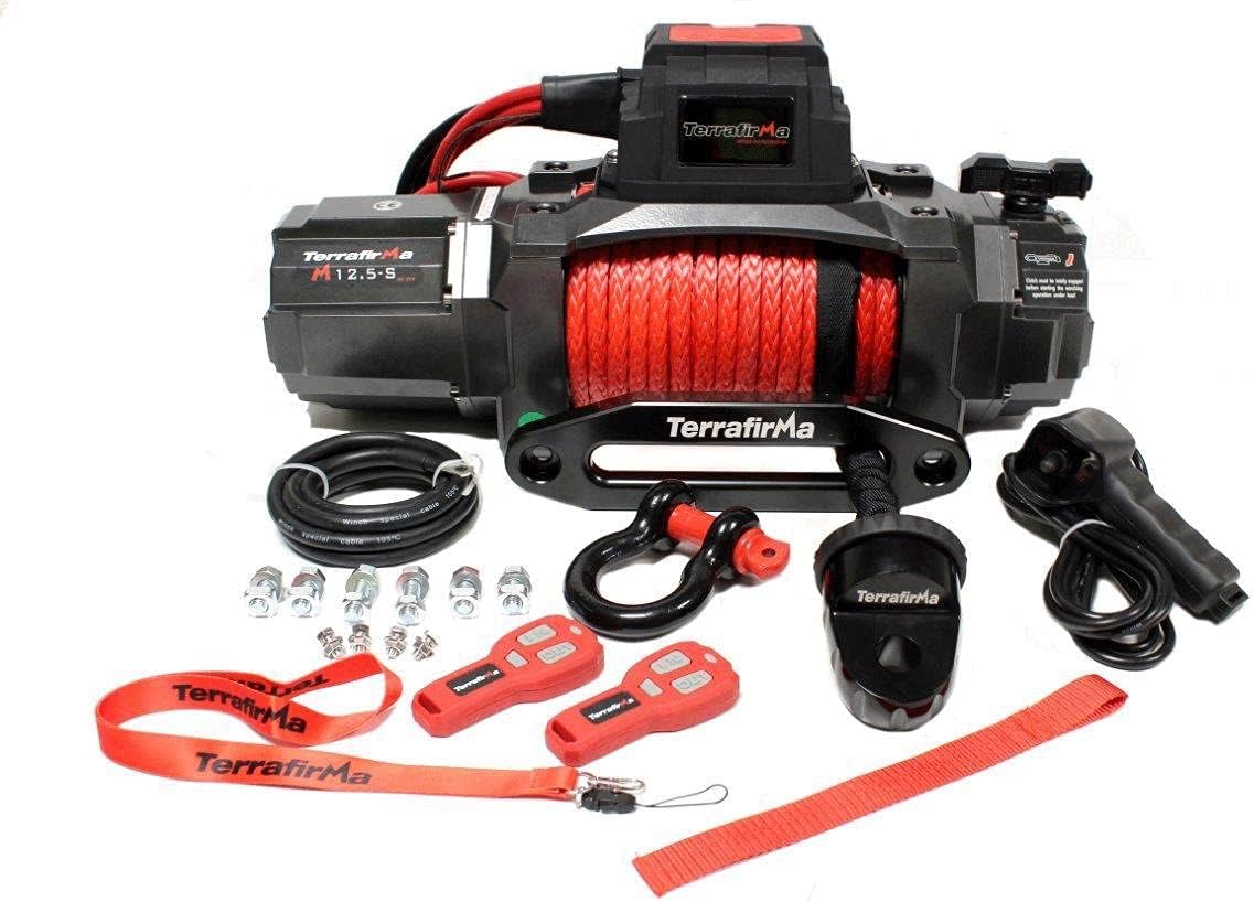 TF M12.5S 12500lb 12V Recovery Winch Synthetic Rope TF3320 New