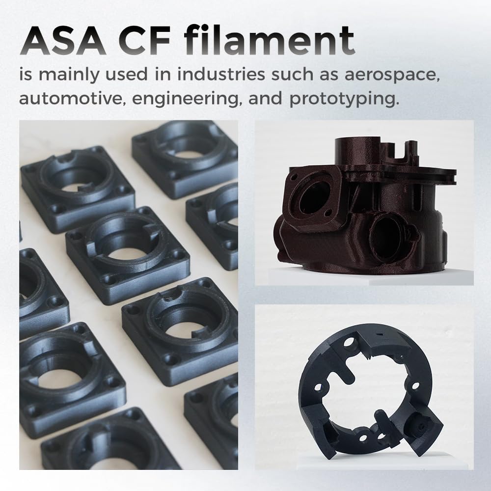 VOXELAB ASA CF filament 1,75 mm, wysokiej jakości filament do drukarki 3D ASA CF, dobra przyczepność do druku 3D, pakowania próżniowego, porządna szpulka, precyzyjna dokładność pomiaru +/- 0,02 mm, 1