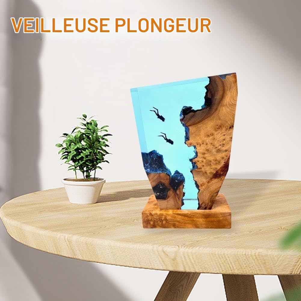Lampe de table, lampe de plongée, lampe de chevet en résine, lampe tortue, lampe océanique, décoration d'intérieur (8 x 5 pouces)