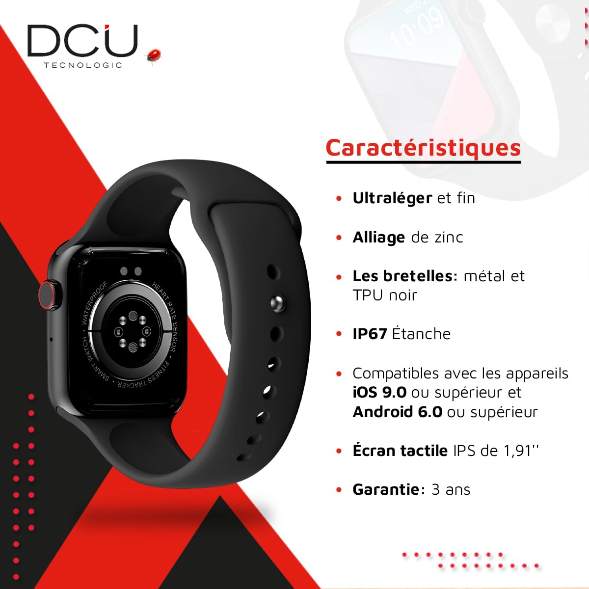 DCU Tecnologic Smartwatch Senior GPS 4G 47,8mm IPS Preto Resistente à