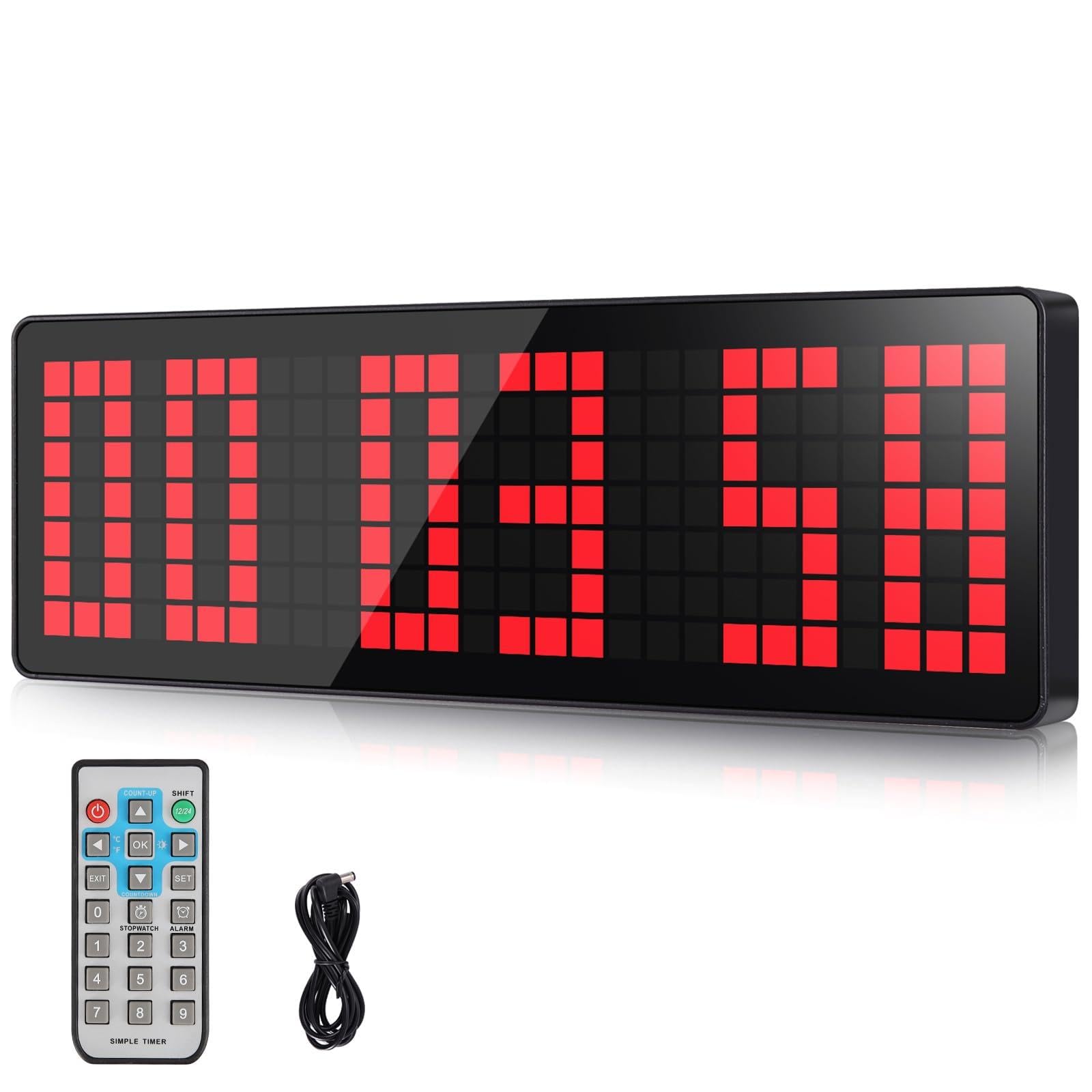 Anexer Red 13.2'' Gym Timer Clock For Home Gym, With Stopwatch