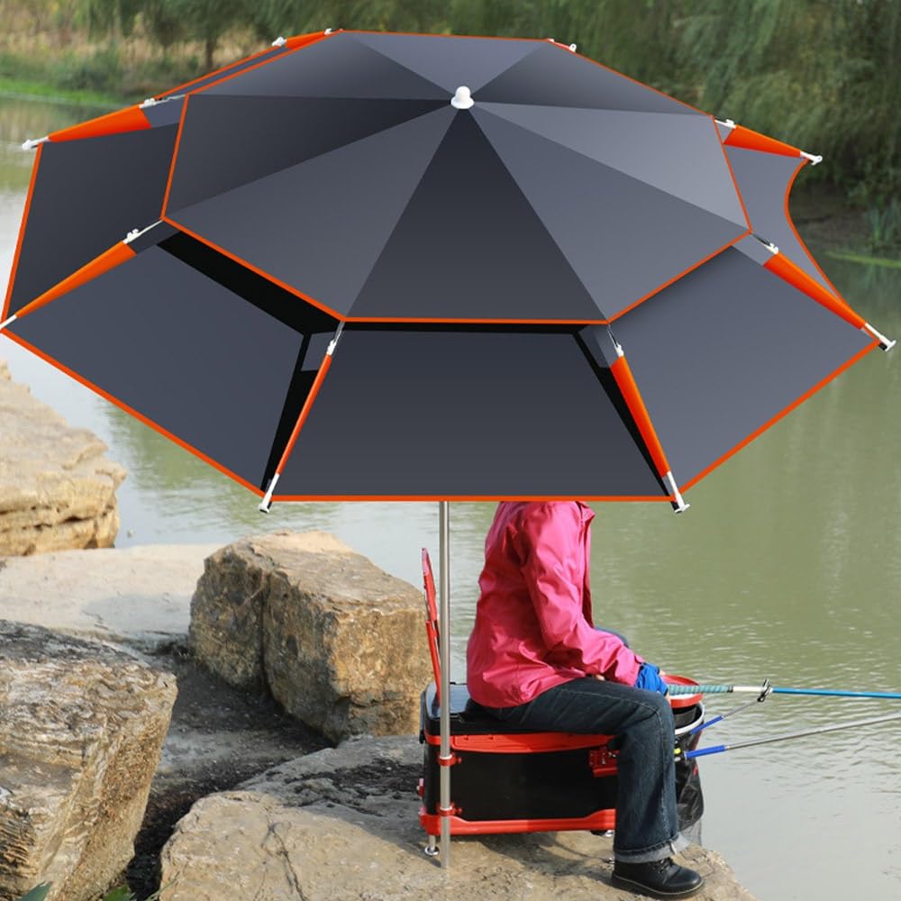 Sombrilla De Playa para Pesca/Camping Sombrilla De Pesca Portátil, Protección UV/Antiviento 220/260cm Sombrilla Jardin Exterior con Ancla De Arena(Red,260cm/8.5ft)