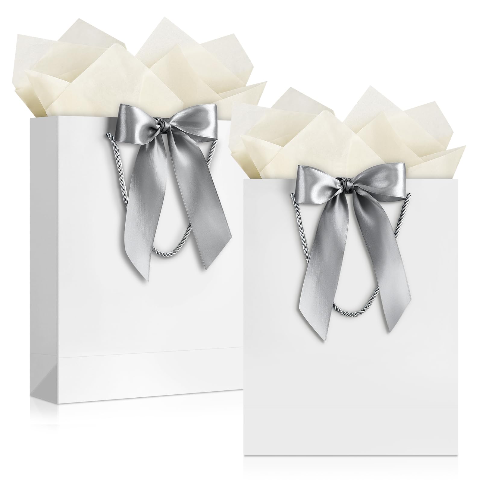 YoungTree Large White Gift Bag, Vertical 32x25x11 cm 2-Pack