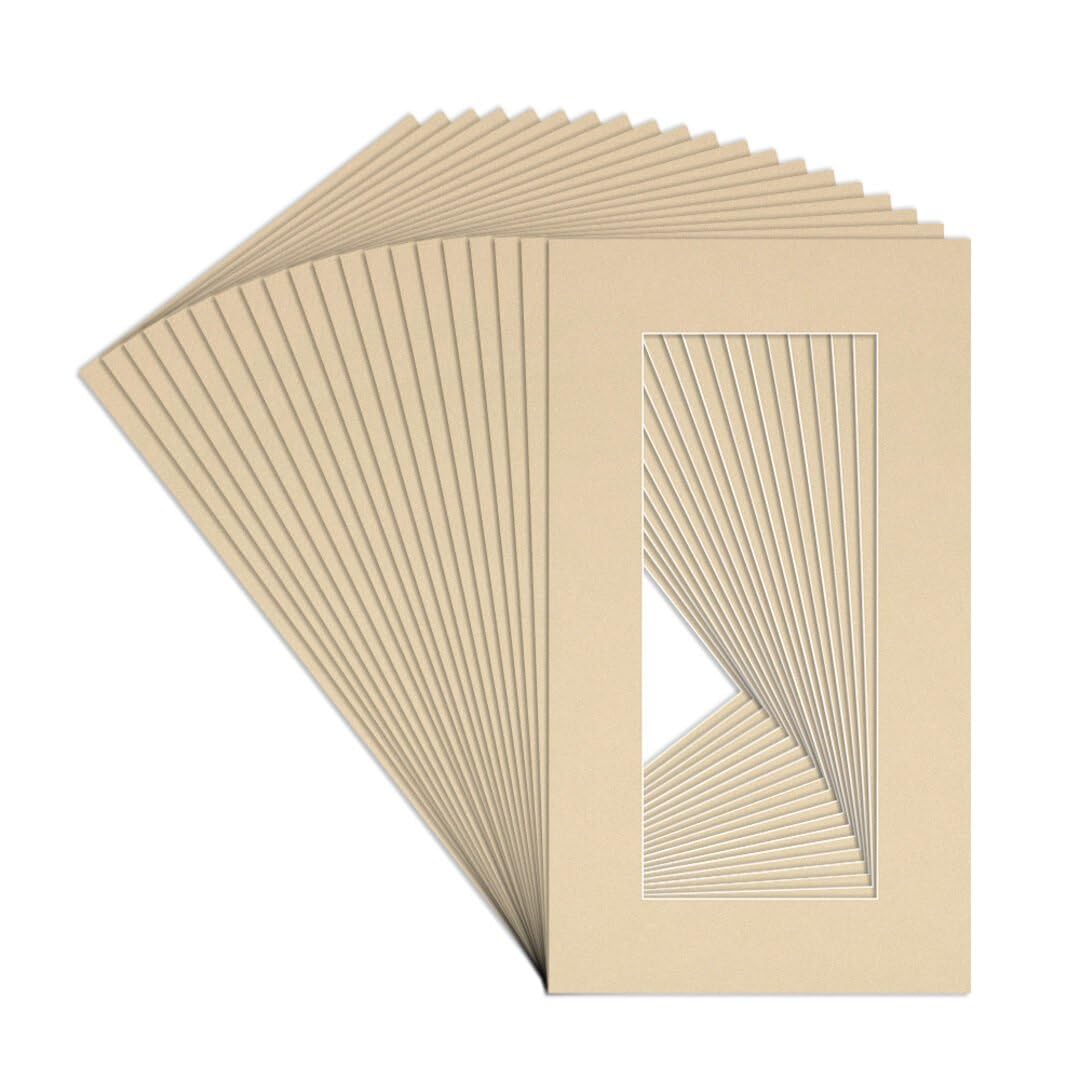 Procut Global 16x9" Ivory Picture Mounts to Fit 12x5" Aperture - Precision Cut Cardboard Photo Mount - Ideal for Frames, Prints, Artwork & Certificates - Sizes & Colours Available - 20 Pack
