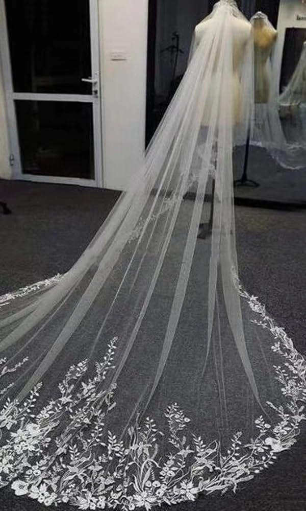 Long Sparkling Sequin Veil Wedding Cathedral 1 Layer Bridal Veil Elegant Veil of with Comb