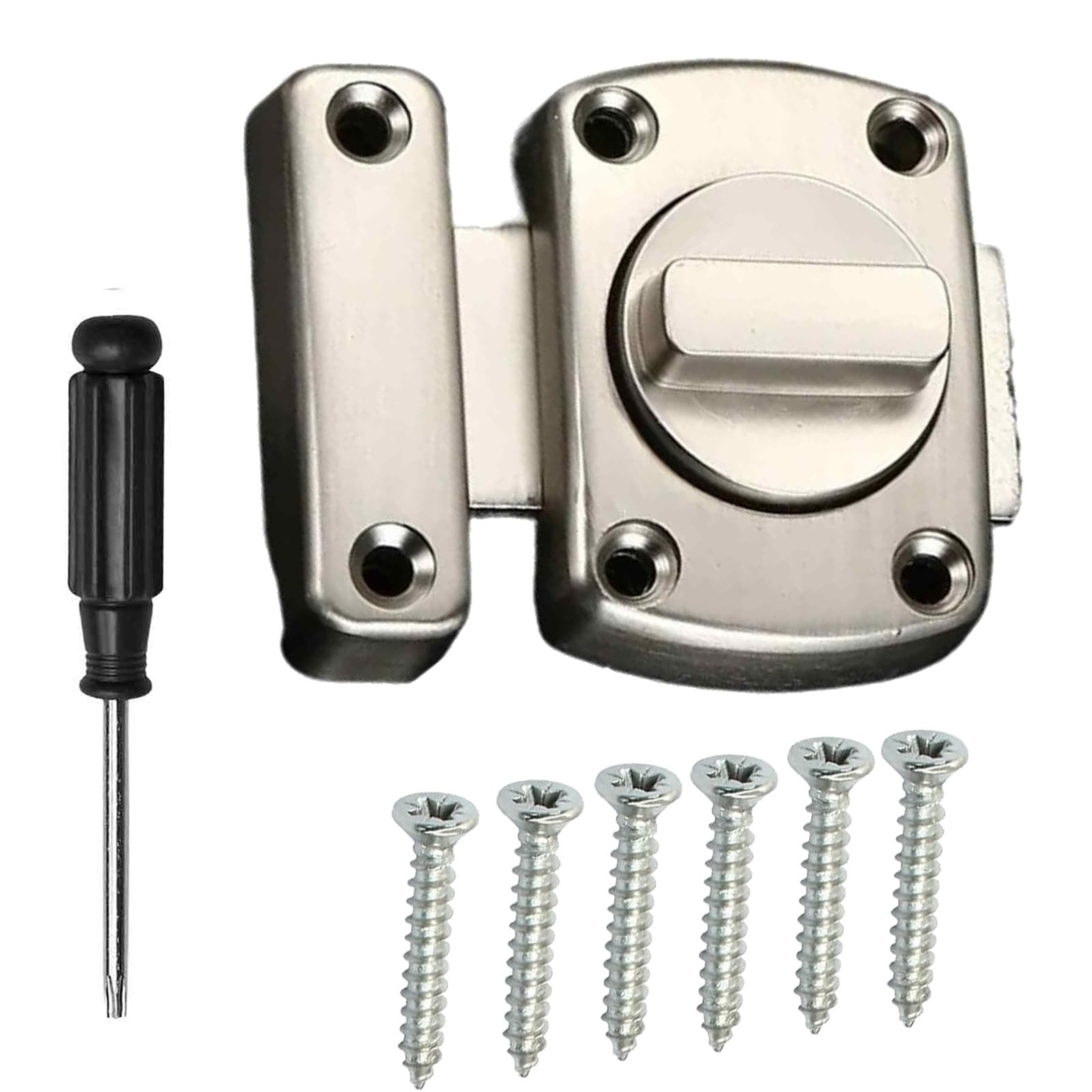 Umyeoqoyo Sliver Rotate Bolt Latch Lock, Bathroom Door Lock, Stainless Steel Gate Bathroom Door Lock, Bathroom Toilet Door Latch For Securing Internal Doors, Brushed Finished For Various Doors