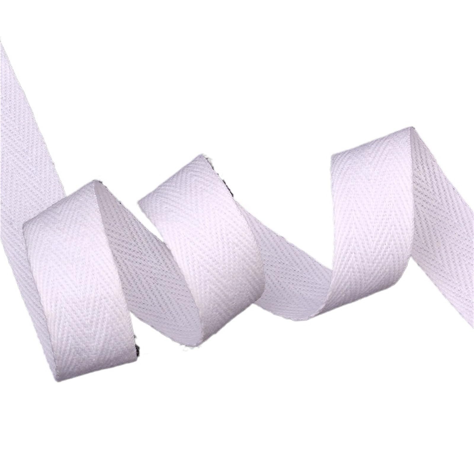 Taśma poliestrowo-bawełniana, Biała, bawełniana taśma parciana ze skośnym skośnym odchyleniem 50 jardów 10-50 mm do torby Tekstylia domowe Craft(30mm white)