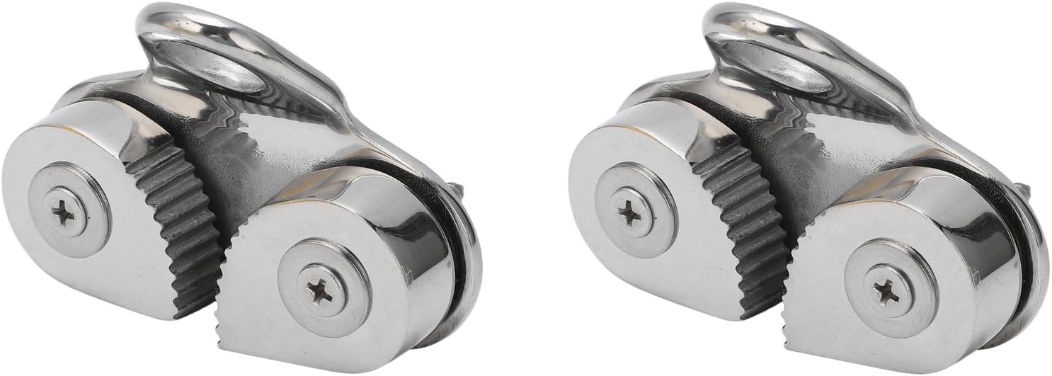 Pissente Cam Cleat, 2 Pack 316 Stainless Steel Cam Cleat Rustproof Fairlead Leading Ring Replacement for Sailing Kayaking Canoeing Dinghy, Fit for Boat 3 to 15mm Ropes