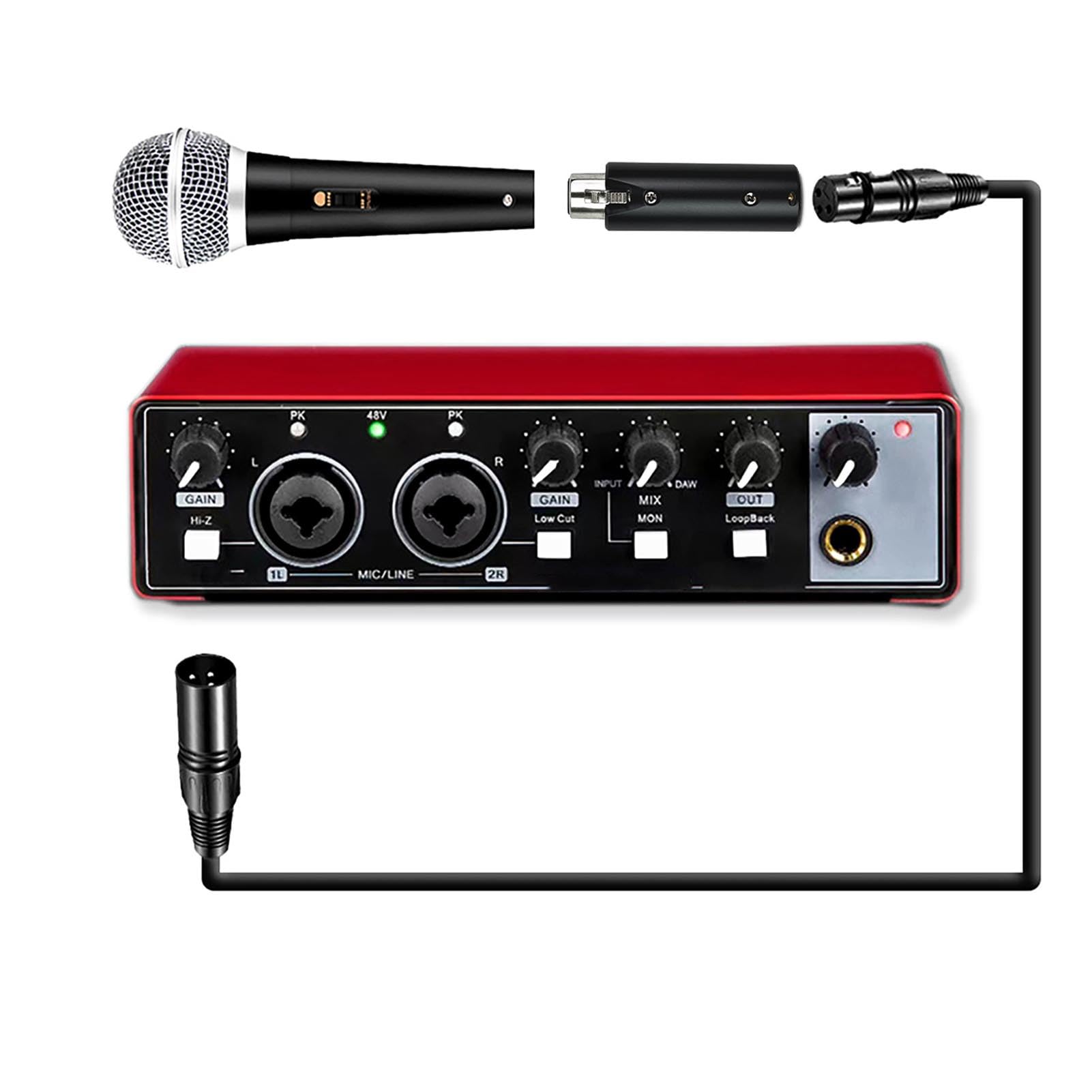 Amplificador de Preamplificador de Micrófono en Línea Profesional de 35dB para Micrófonos Dinámicos, Amplificador de Ganancia de Potencia Fantasma de 48V de Ruido Ultra bajo