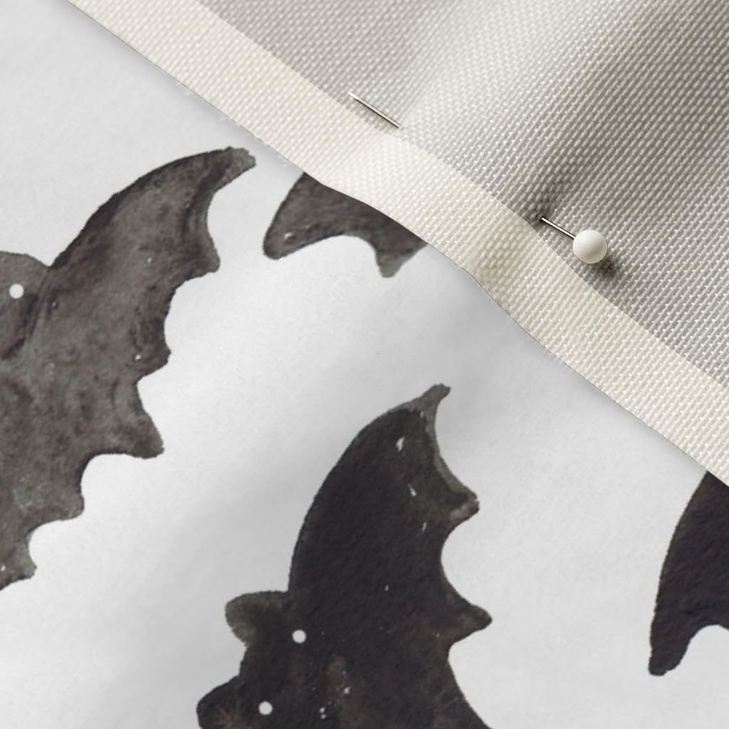 Spoonflower Fabric - Watercolor Bats Large Halloween Bat Print Black Printed on Upholstery Velvet Fabric Fat Quarter - Upholstery Home Decor Bottomweight Apparel