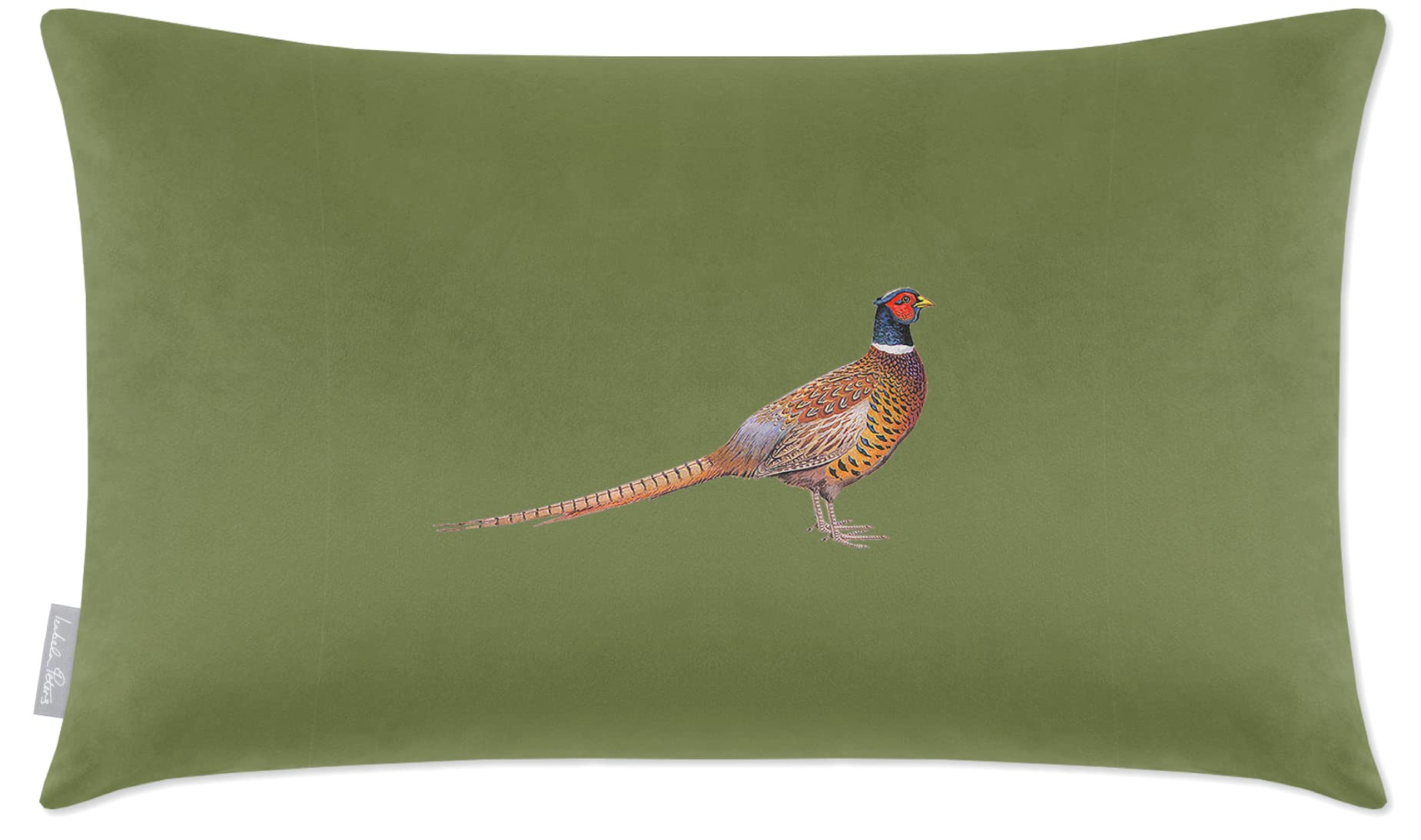 Izabela Peters Pheasant - Sage Cushions With Covers, Filled, Eco-Friendly Velvet, 50 X 30 Cm, For Chair, Sofa, Seat