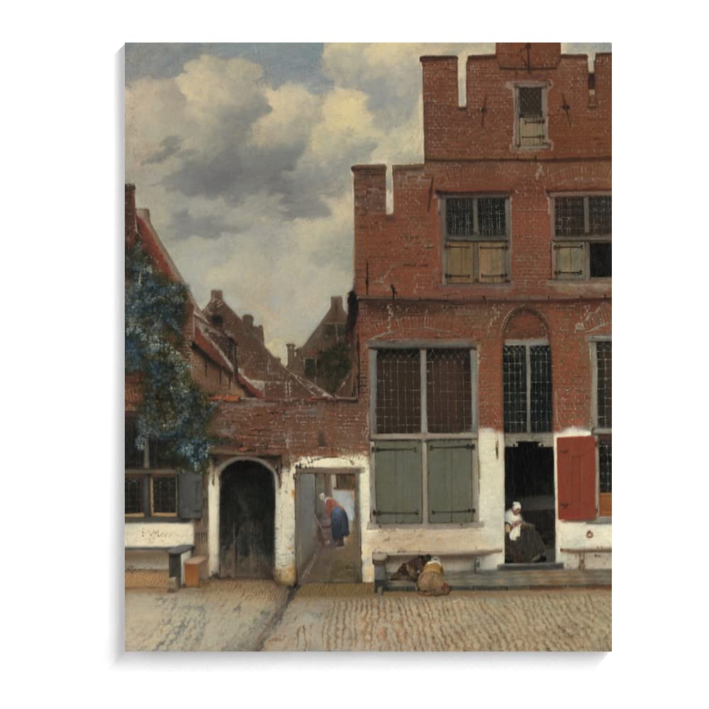 NNALEGS Paint by Numbers for Adults with Frame Famous Paintings The Little Street - Johannes Vermeer,40x50cm DIY Oil Canvas Painting Kits Landscape,Acrylic,with 3 Brushes,A10