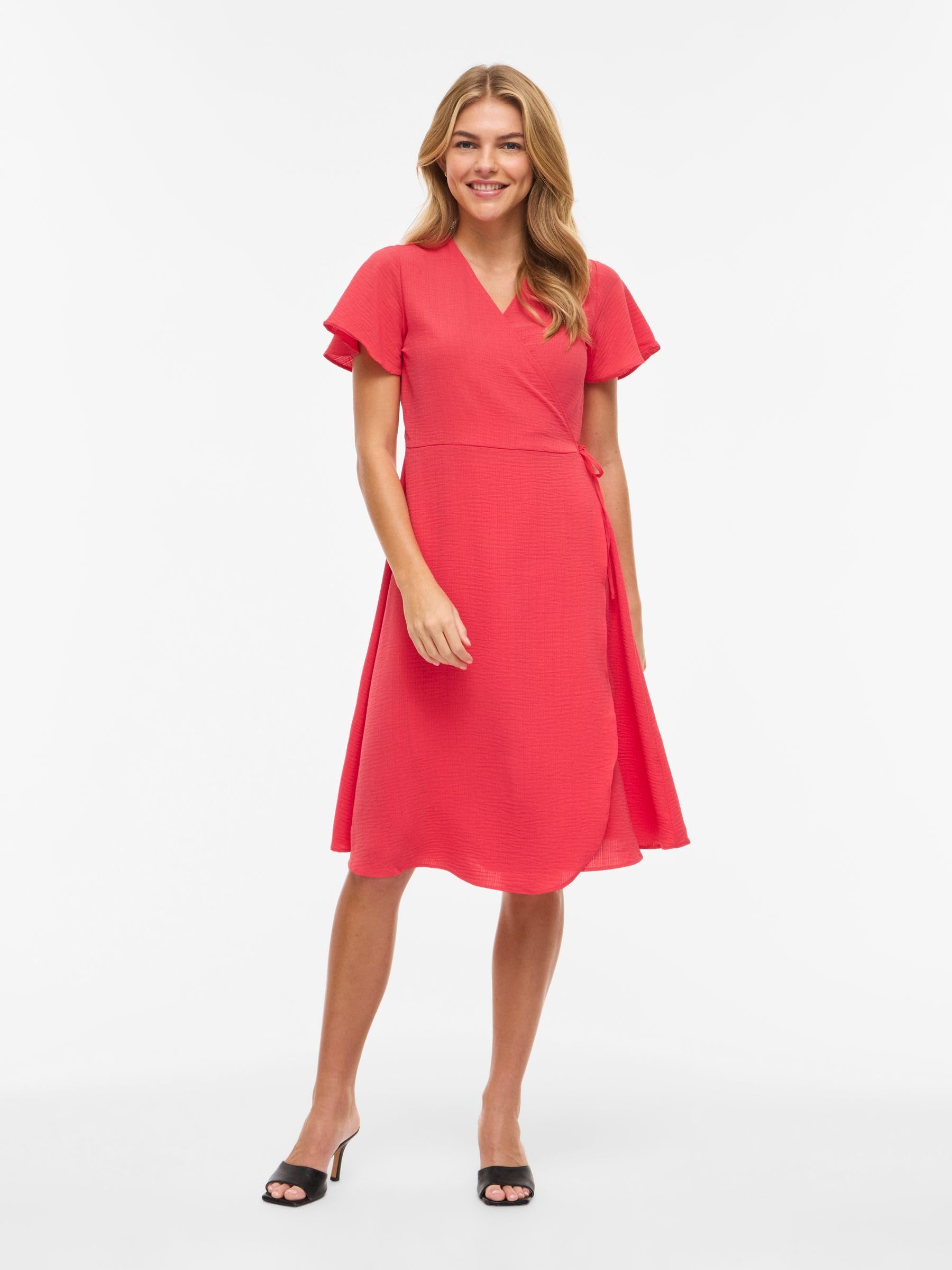 Vila Damen Vilovie S/S Wrap Midi Dress - Noos Vilovie S/S Wrap Midi Dress - Noos (1er Pack)