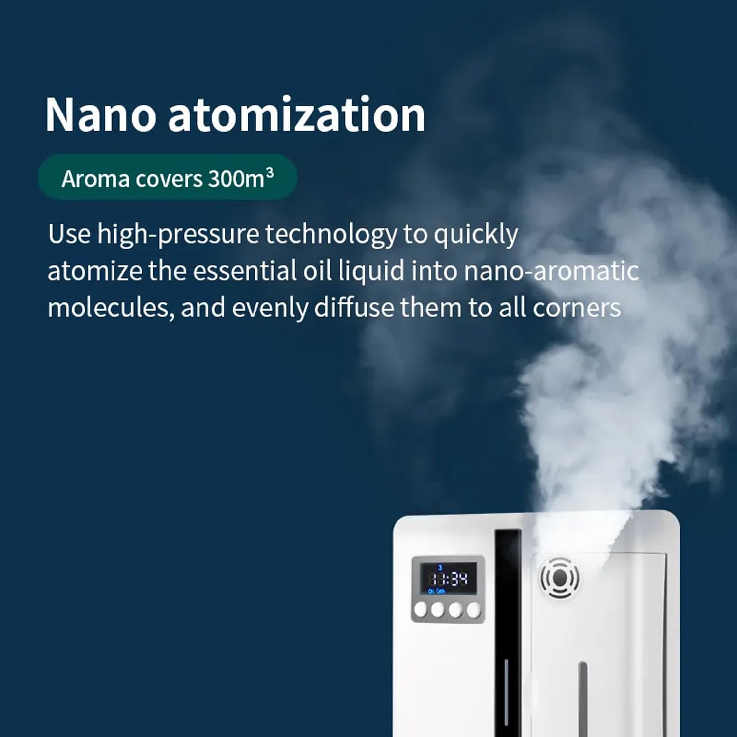 Kommerzieller 160-ml-Aromadiffusor, abnehmbare Duftluftmaschine mit Stummschaltung, kann 300 m³ abdecken, Öldiffusor mit Knopf-/Bluetooth-Steuerung, mit Zeitfunktion für Hotel, Büro, Lobby