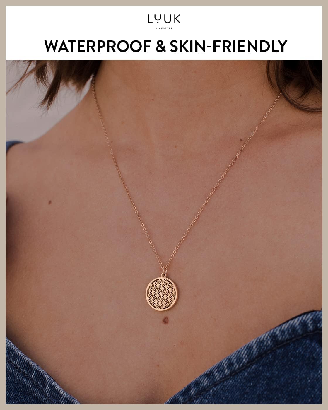 LUUK LIFESTYLE Stainless steel necklace with pendant and HAPPINESS card, 20” adjustable length, lucky charm, friendship chain, Valentine's Day gift, birthday, women's jewelry, silver, gold, rosegold