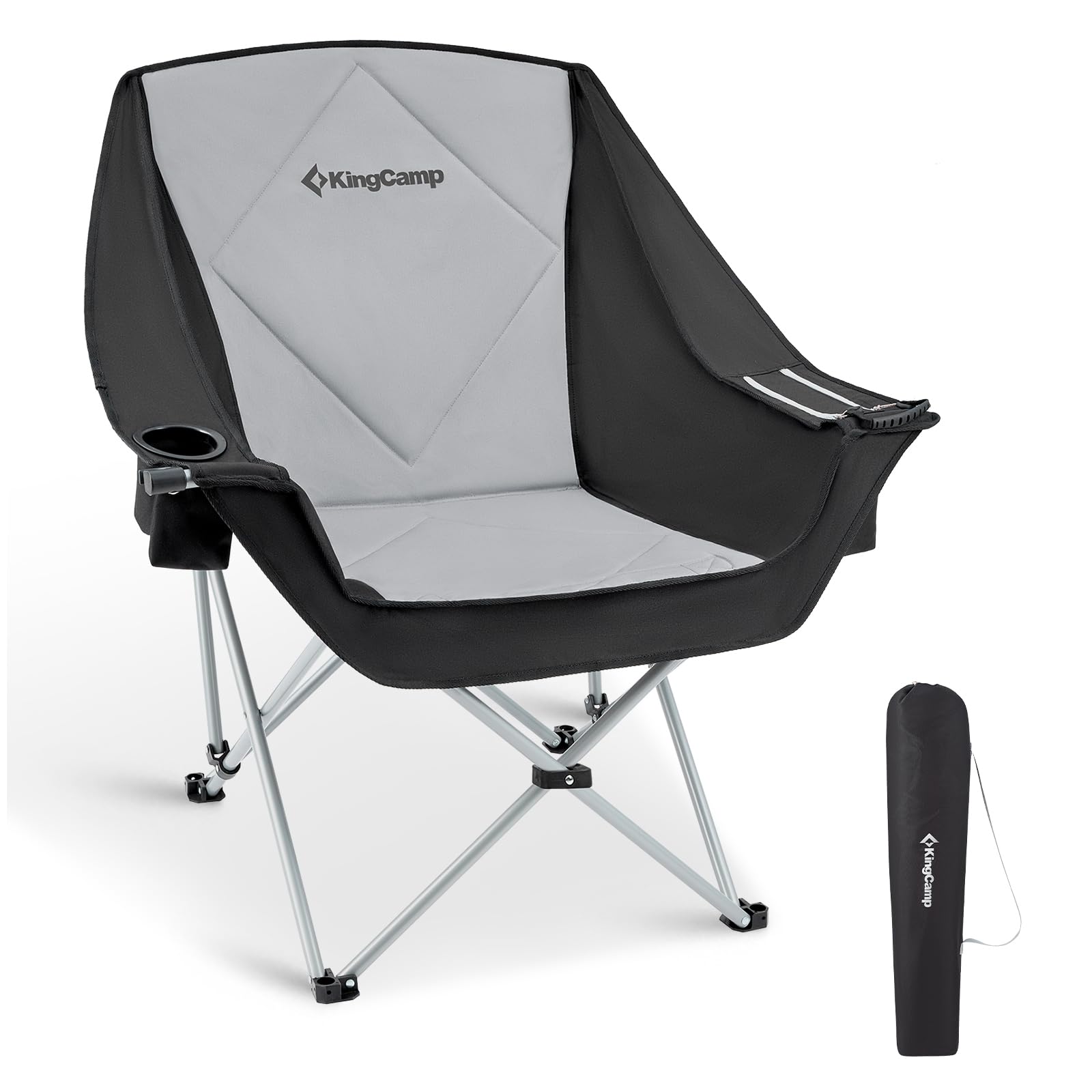 KingCamp Sedia da Campeggio Pieghevole per 2 Persone, Carico Max 300 kg, Imbottito Portatile Poltrona Sedie a 1 2 e 3 Posti da Campeggio per Adulto, Durevole Sedia Divano per Giardino Picnic Balcone