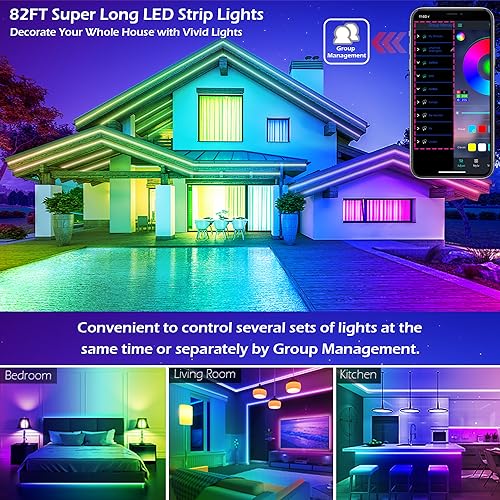 Image of LETIANPAI Led Strip Lights, 82ft /25m Long Smart Led Light Strips Music Sync 5050 RGB Color Changing Rope Lights,Bluetooth APP /IR Remote /Control Led Lights for Bedroom,Home Decoration,Party,Festival