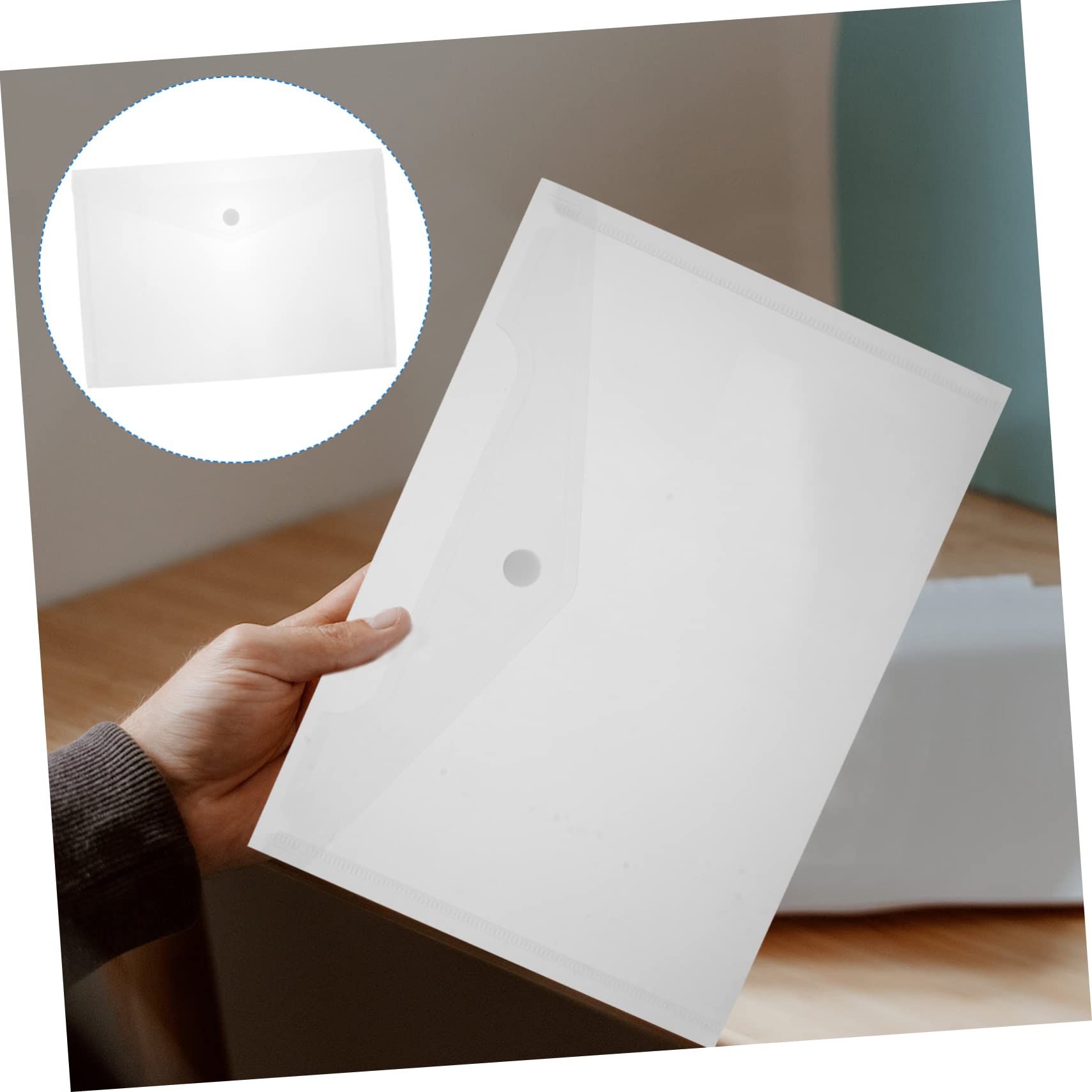Buste per Documenti A4 Bottone, Plastico Bianco 40 Pezzi | Organizzatore di Documenti, Porta Documenti per Penne e Matite, Decorazioni Scuola