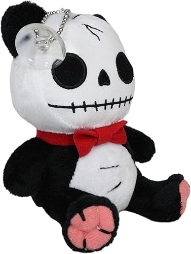 Vista 4 de Ebros Gift Furry Bones Skeleton Pandie El Panda Vudú con pajarita roja, Figura suave, coleccionable de 6 pulgadas de alto, pandas gigantes, osos
