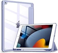 Vista 22 de VIKESI - Funda para iPad de 9ª / 8ª / 7ª generación de 10.2 pulgadas (lanzada en 2021/2020/2019), parte trasera transparente, cubierta de marco