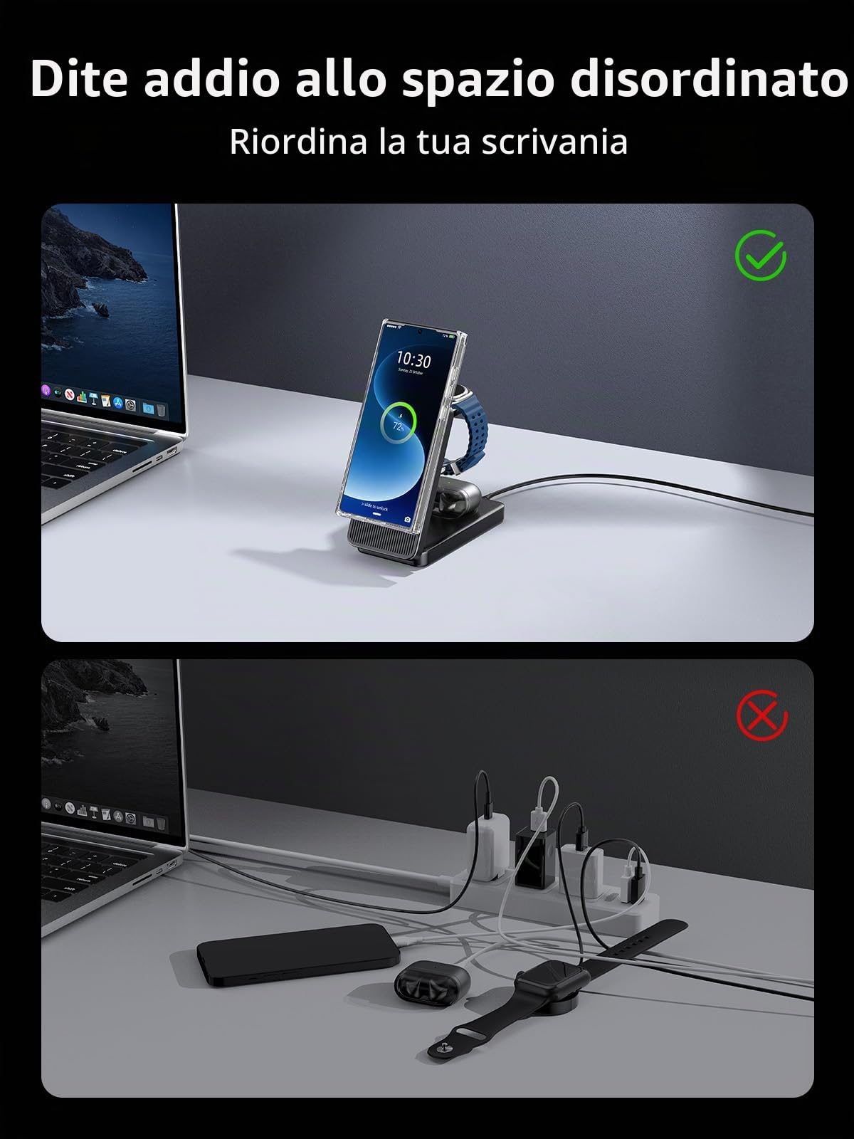 Caricatore Wireless per Samsung Mag-safe Charger, Stazione di Ricarica Magnetica per Samsung Galaxy S26 Ultra S25 Ultra S24, Caricatore Pieghevole per Samsung Galaxy Watch Ultra 7 6 Galaxy Buds Pro 3