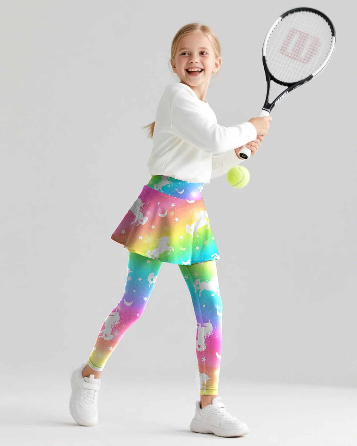 Girls Leggings with Skirt Kids Footless Tights Cute Mermaid Unicorn Leggings for Toddler Girls Kids Ruffle Tights 4-7 Years - Image 4