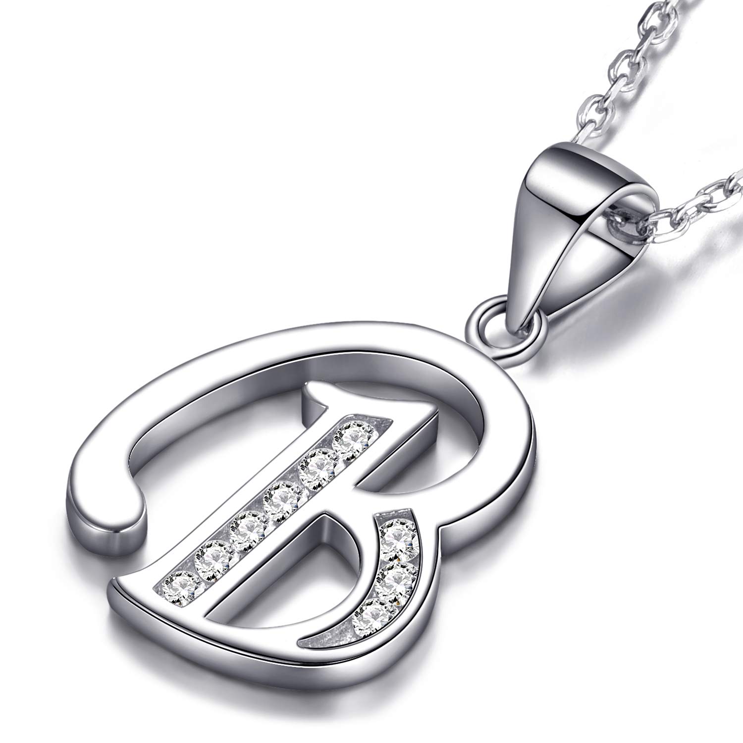 MASADA Collana in Argento 925 - Ciondolo Lettera Iniziale con Pietre Zircone - Iniziali Nome per Donna e Ragazza - Catena 46 cm Confezione Borsa in Velluto