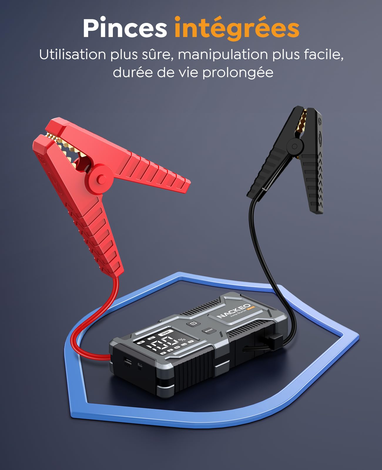 8000A Booster Batterie Voiture,Démarreur de Voiture (Jusqu’à 9 L Essence et 7 L Diesel),Jump Starter 12V avec Câbles de Démarrage Intégrés, Lampe LED et Écran LCD, Adapté aux Motos, SUV et Tondeuses