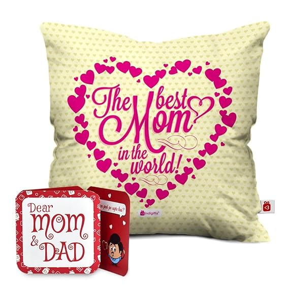 Indigifts Printed Cushion Cover with Filler | Love is Growing | Polysatin | 12x12 Inches | Comfortable Blue Cushions | Romantic Soft Decorative Pillows | Unique Quirky Gifts