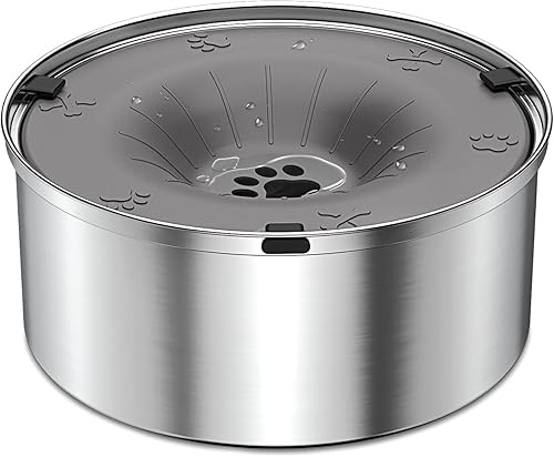 SCHITEC Cuenco de agua para perros sin derrames, 3L0.8 galones, de acero inoxidable antisalpicaduras con disco flotante, dispensador de agua de