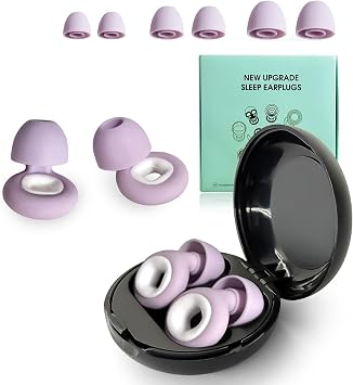 Artevive Earplugs Motorcycle.27dB Noise Reduction,Reusable Ear Plugs,Super Soft for Sleeping Noise CancellingWork and StudyConcertMotorcycles and Travel Purple White, One Size