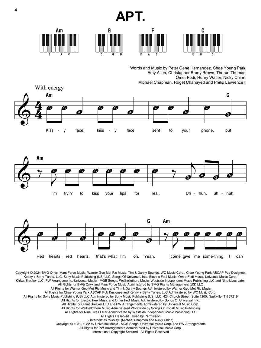 Bruno Mars - Super Easy Songbook per Pianoforte | 15 Successi di Bruno Mars in Arrangiamenti Facili per Principianti | Note con Nomi delle Lettere e Diagrammi di Accordi | Raccolta per Piano Solo