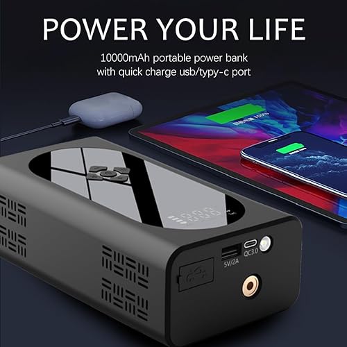 Miniatura 5 de Arrancador de salto con compresor de aire portátil 4500A para gasolina de 10.0L y 8.0L Diesel, 150PSI batería de coche inflador digital de