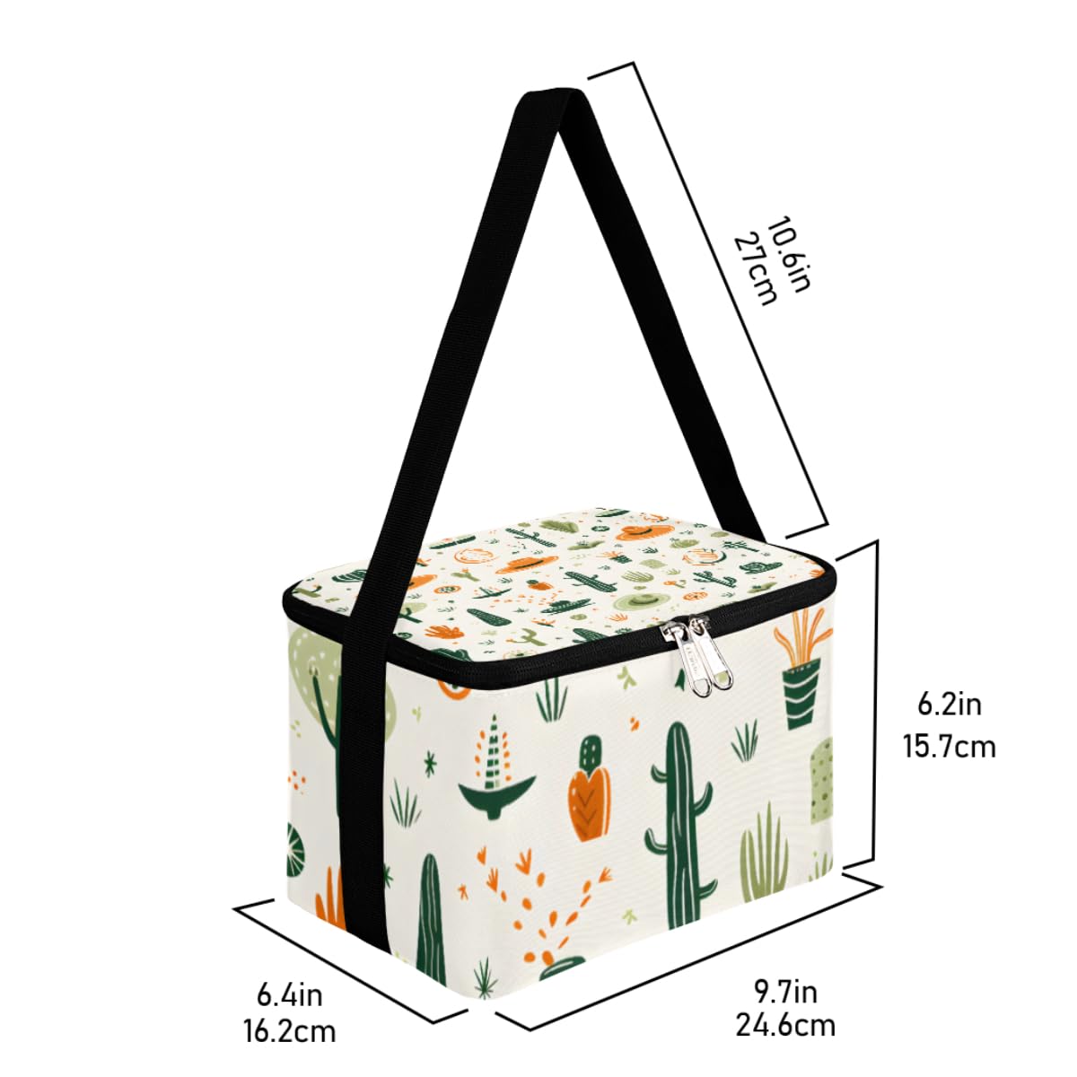Lunch Bags for Women Men 9 Cans,Cactus and Hat Hot & Cold Food Delivery Bag Insulated Grocery Bag Insulated Lunch Box Cactus Cooler Bag for Office Work Picnic Beach