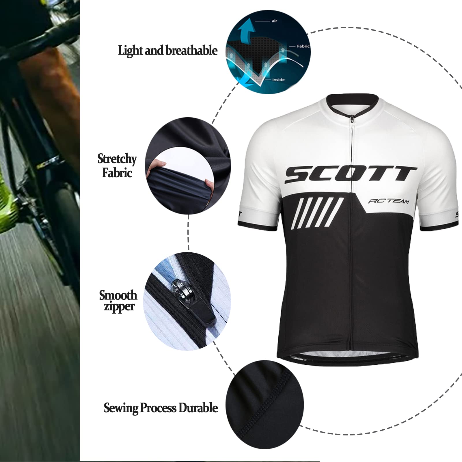 HOMTOL Abbigliamento Ciclismo Set Manica Corta Tuta Ciclismo Uomo Completo Ciclismo Estivo Per Bici Da MTB Con Pantaloncini Imbottiti in Gel Traspirante e Ad Asciugatura Rapida