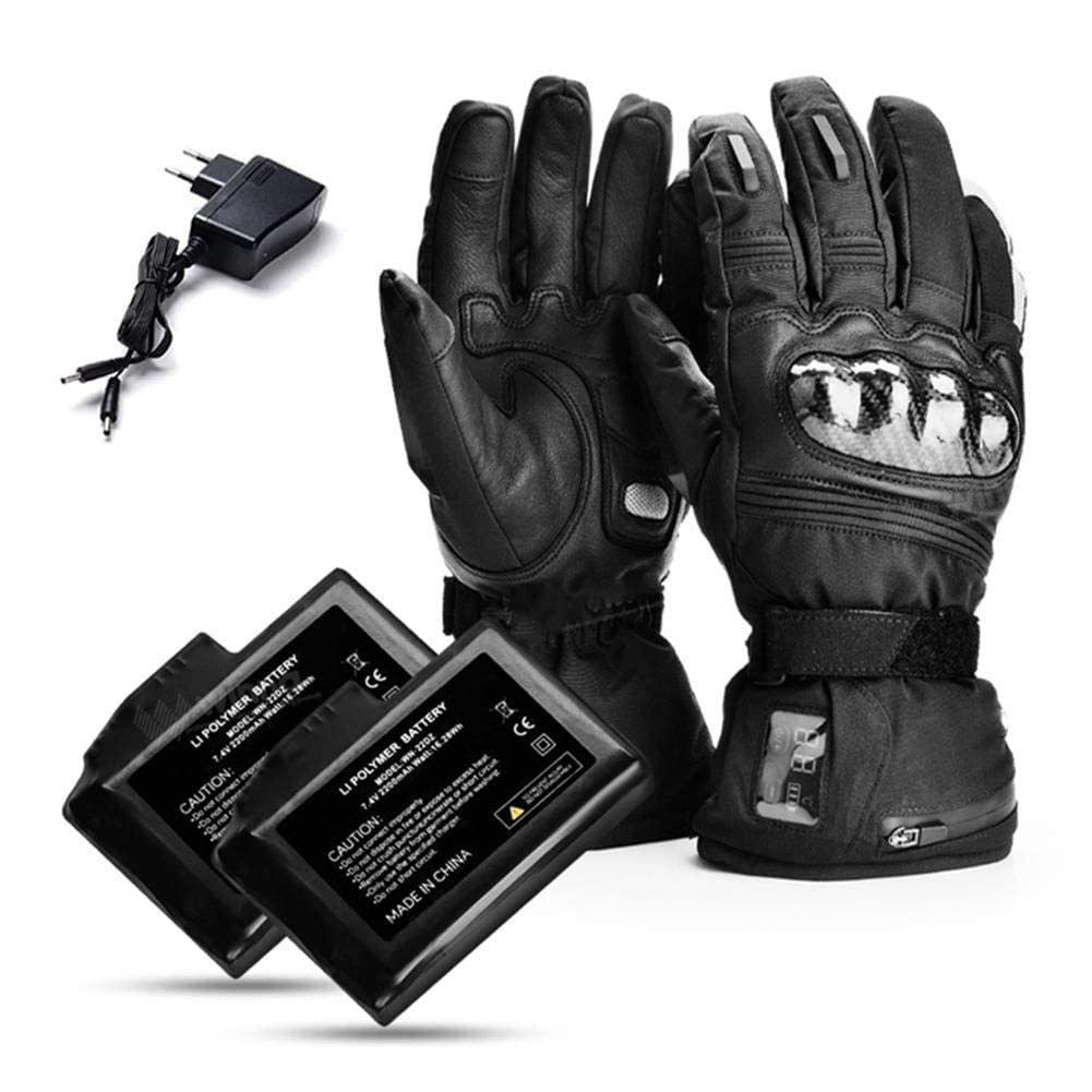 SBTXHJWCGLD Guantes calefactados 7.4V 2200mAh, Guantes eléctricos con batería Recargable, Pantalla LED de Temperatura para Esquiar en la Nieve, Patinaje sobre Hielo, Montar en Motocicleta, PES