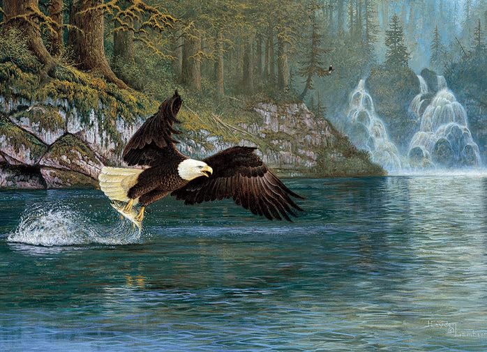 Cobble Hill 1000 Piece Puzzle - Fly Fishing - Sample Poster Included, Blue, Brown, Green, Black, White