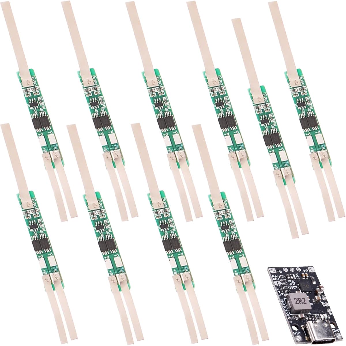 10pcs 2S 7.4V 18650 Scheda di protezione 3A BMS Scheda di protezione per batteria agli ioni di litio Protezione multicircuito, con bande di nichel Modulo di ricarica