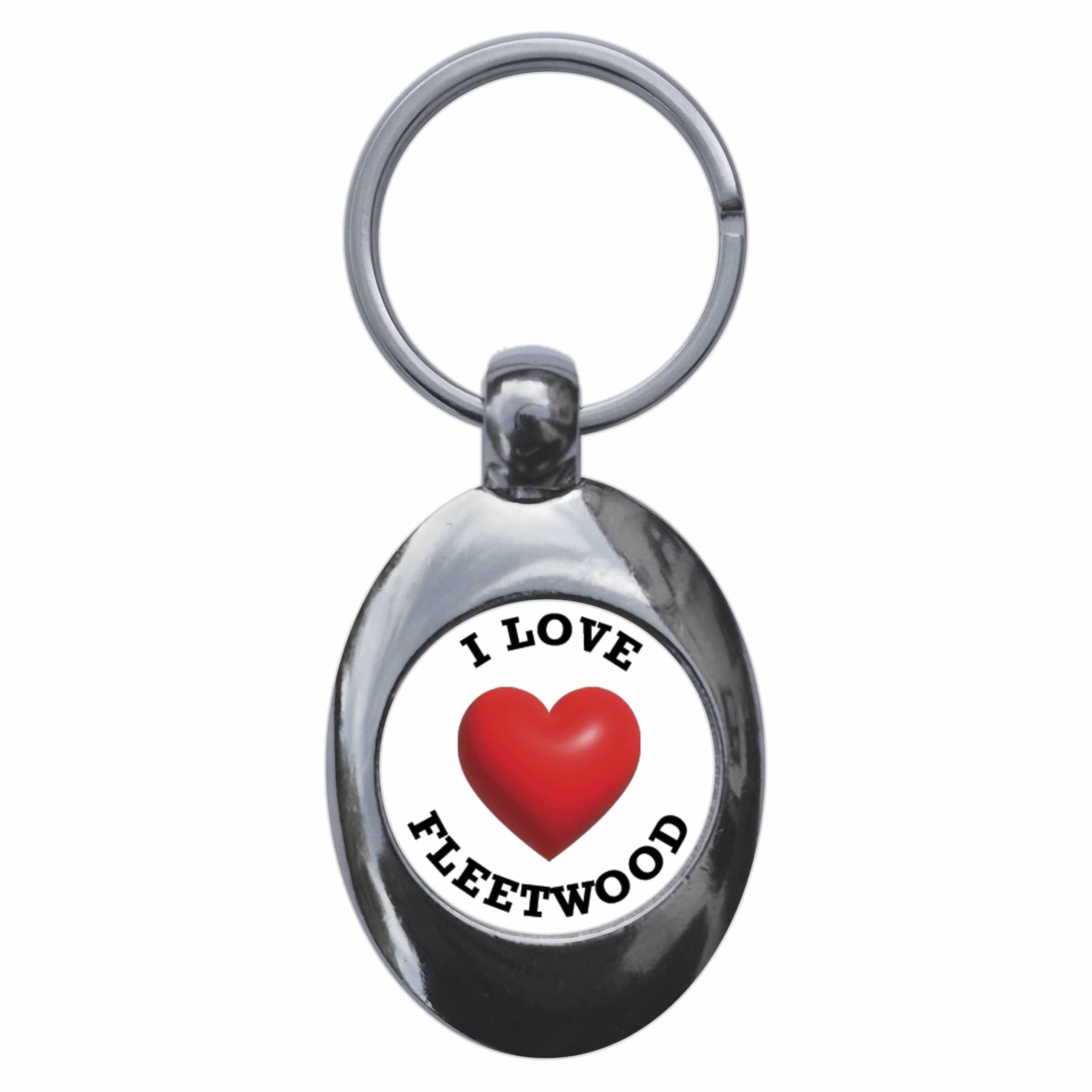 Ozorath I Heart Love Fleetwood Keyring Keychain With Trolley Coin