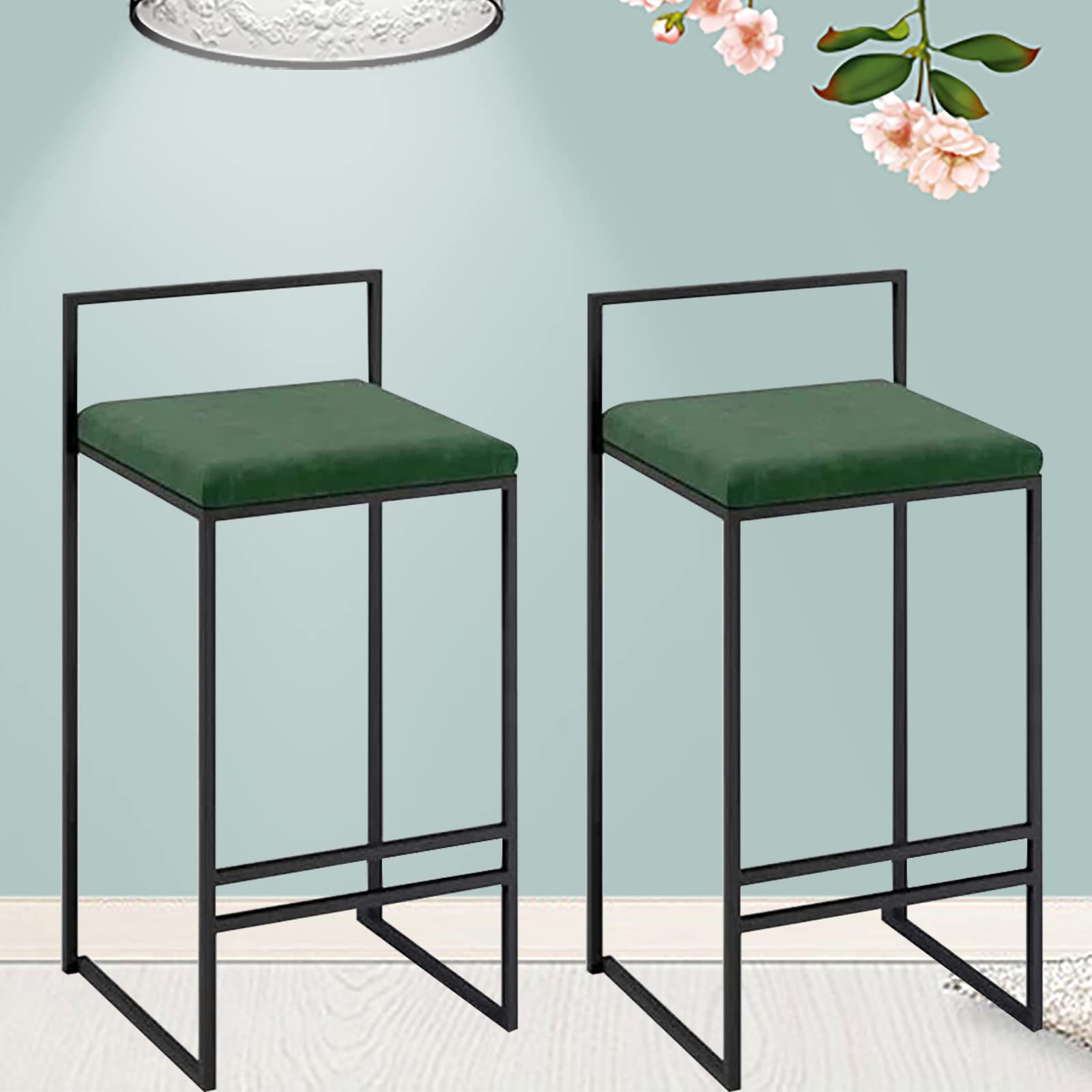 Tabouret de bar vert lot de 2 avec siège de cuisine ergonomique et chaise haute